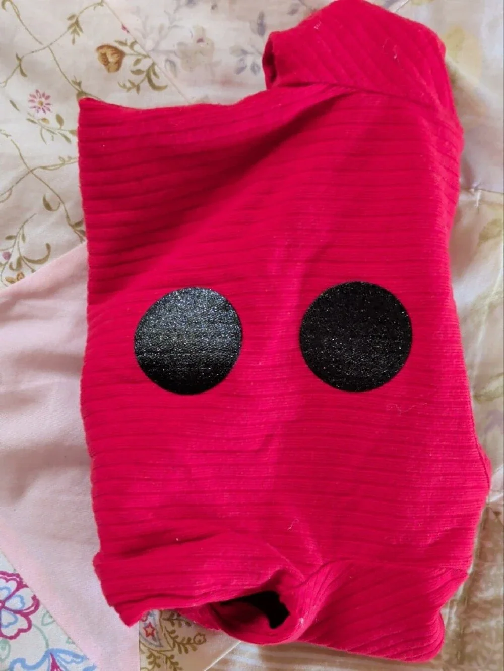 Baby Essentials Red Long-Sleeve One-Piece Bodysuit with Black Dot Accents